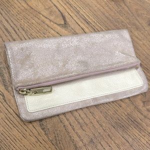 GAP Leather metallic flap pouch deep zippered bag and front leather compartment